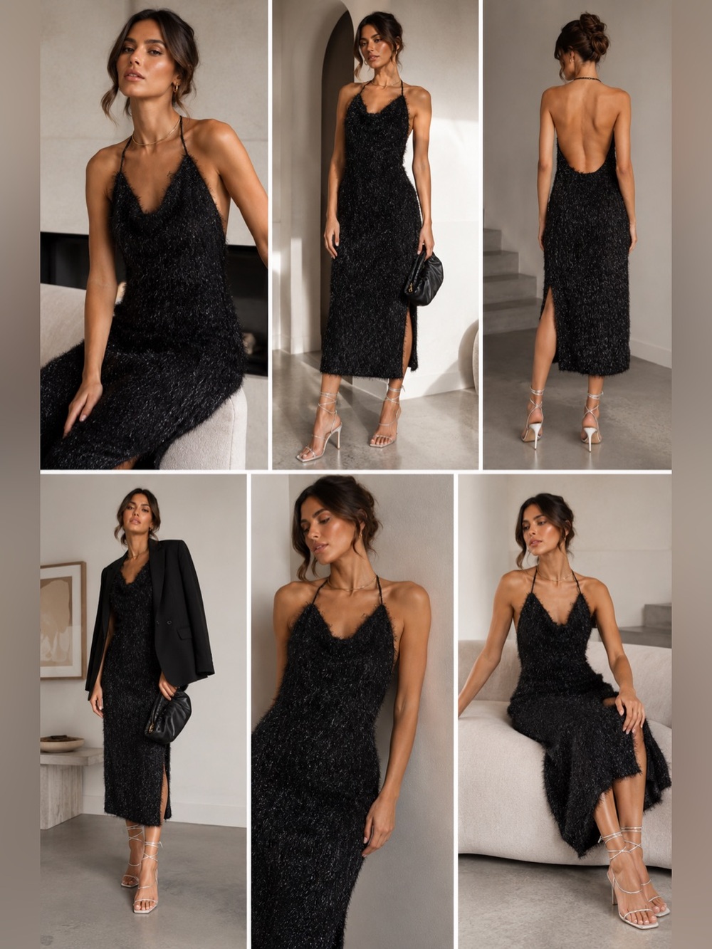 Sz XS Stine Goya Promise Metallic Halter Knit Midi Dress NWOT $540 MSRP
